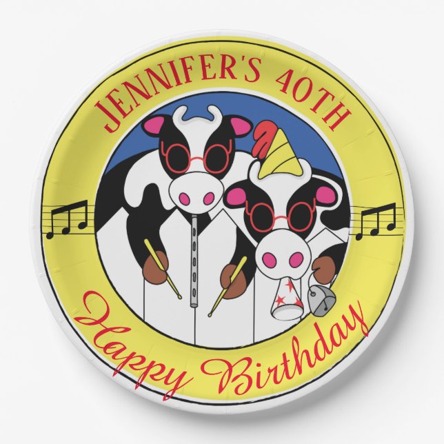 Moosicians Funny Birthday Party Pappteller (Vorderseite)