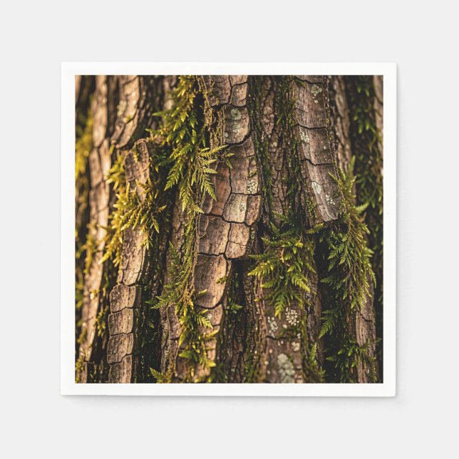 Moosige Baumrinden-Waldtextur Serviette (Vorderseite)