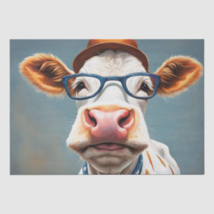 Mootiful Style: Kuh in Hut und Brille Decoupage Seidenpapier