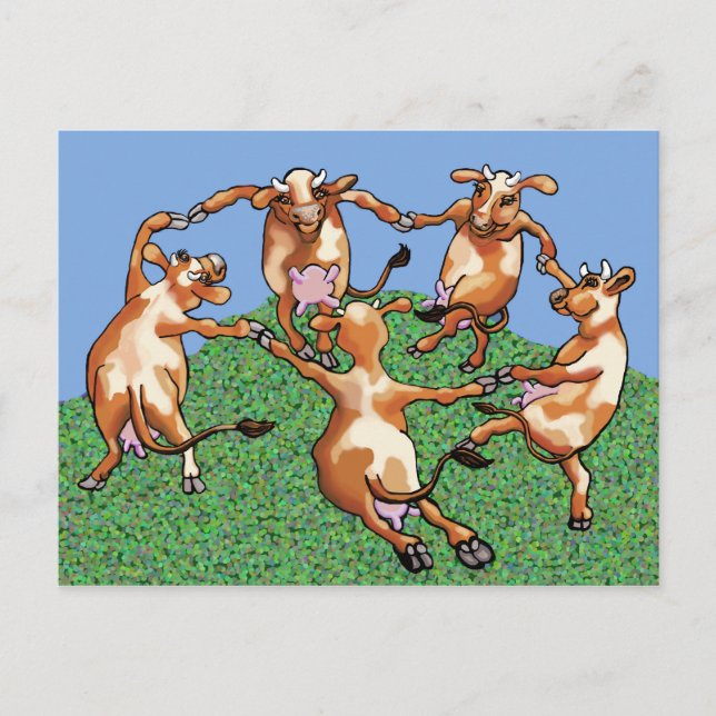 Mootise Dancing Cows Postkarte (Vorderseite)