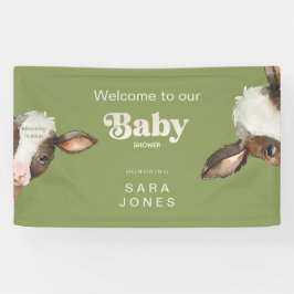 Mooving in Bald Moss Green Baby Dusche Banner