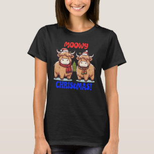 Moowy Christmas Highland Cows T-Shirt