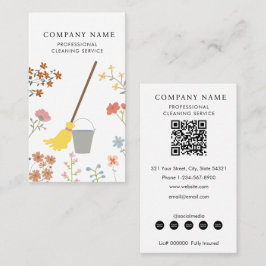 Mop Bucket Floral Professional Cleaning Services Visitenkarte