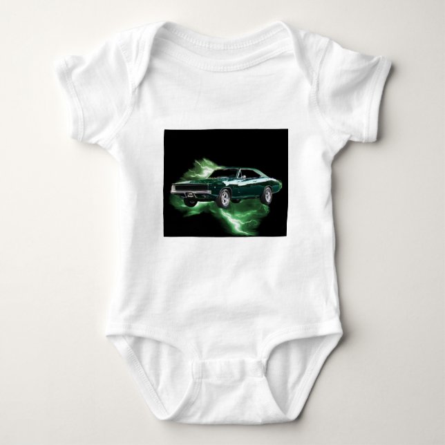 Mopar: '68 Dodge-Ladegerät mit grünem Blitz Baby Strampler (Vorderseite)