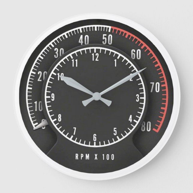 MOPAR - Dodge Charge Tic Toc Tach Round Clock Große Wanduhr (Vorderseite)