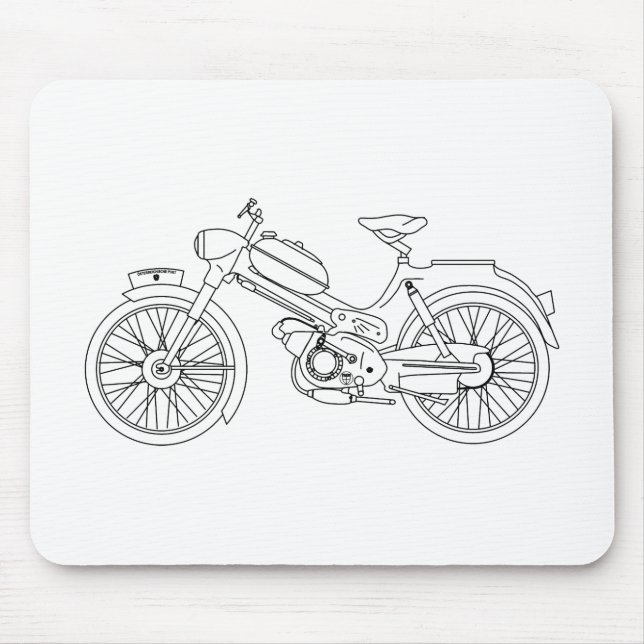 Moped PUCH MS 50 Motor Scooter Blueprint Mousepad (Vorne)