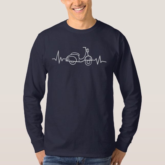 Moped Scooter Heartbeat Novelty T - Shirt (Vorderseite)