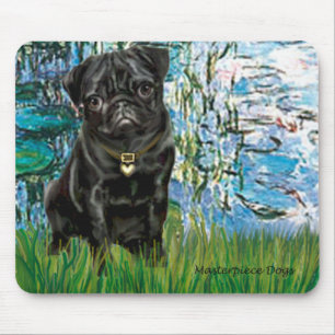 Mops 13 (schwarz) - Lilien 1 Mousepad