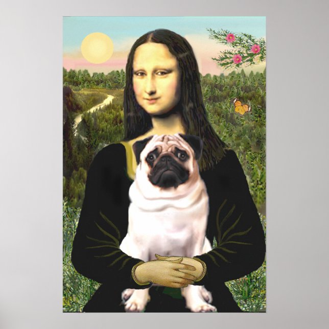 Mops 3 (fawn) - Mona Lisa Poster (Vorne)