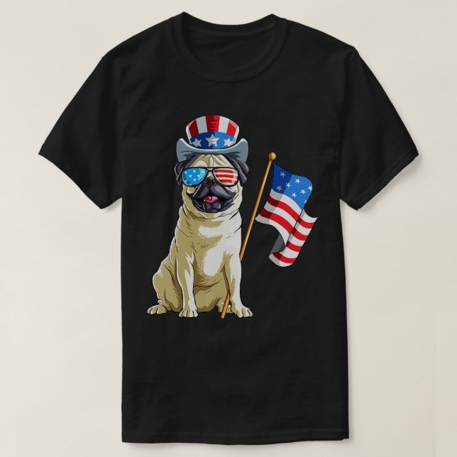 Mops 4. Juli Funny Gift T-Shirt (Design vorne)