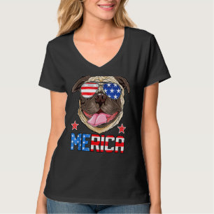 Mops 4. Juli Merica American Flag Patriotic Dog T-Shirt