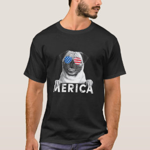 Mops 4. Juli Merica USA Amerikanische Flagge T-Shirt