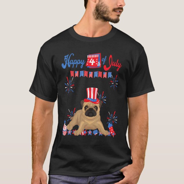 Mops 4. Juli T-Shirt (Vorderseite)