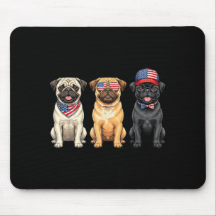 Mops 4. Juli US-amerikanische Flagge Hund Patrioti Mousepad
