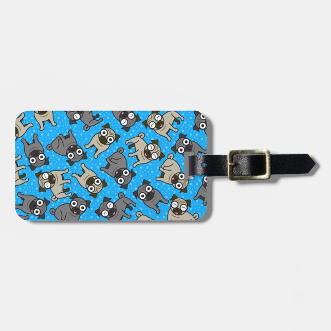 Mops-a-Dot (blau) Gepäckanhänger (Vorderseite horizontal)