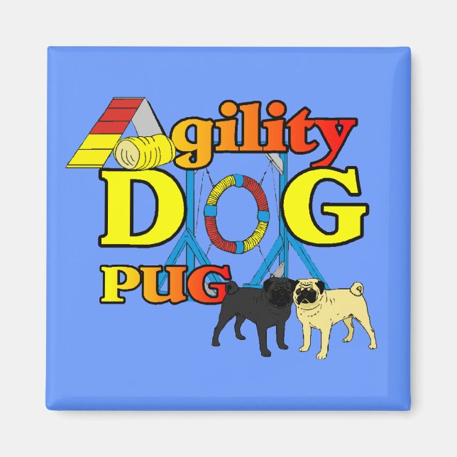 Mops_Agility Geschenke Magnet (Vorne)