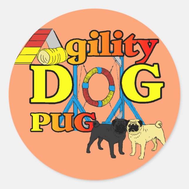 Mops_Agility Geschenke Runder Aufkleber (Vorderseite)