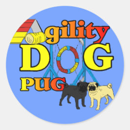 Mops_Agility Geschenke Runder Aufkleber