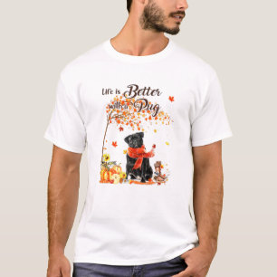 Mops Ahornbaum Erntedank Tag Niedlicher Hundefall T-Shirt