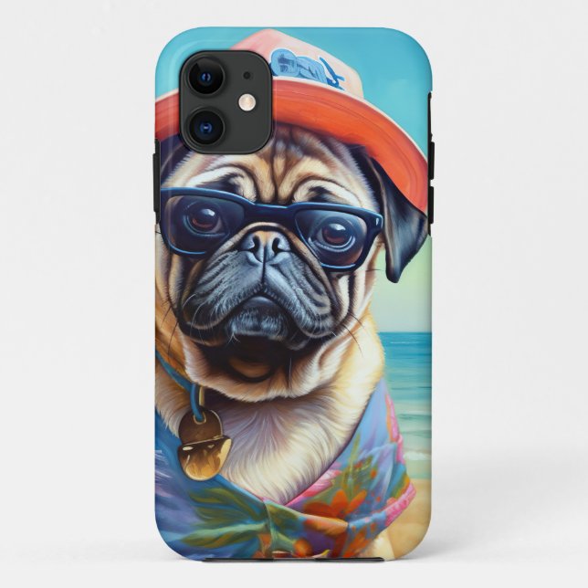 Mops am Strand, Sommergeschenk für Hundefreunde Case-Mate iPhone Hülle (Rückseite)