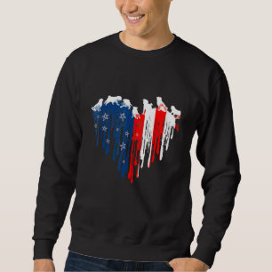 Mops American Heart Flag Hund 4. Juli Sweatshirt