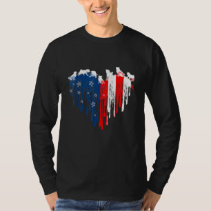 Mops American Heart Flag Hund 4. Juli T-Shirt
