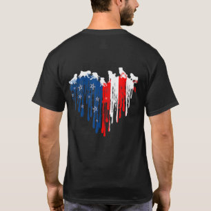 Mops American Heart Flag Hund 4. Juli T-Shirt