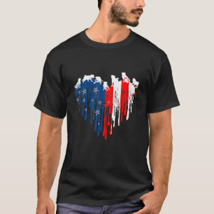 Mops Amerikanische Herzflagge Hund 4. Juli T-Shirt