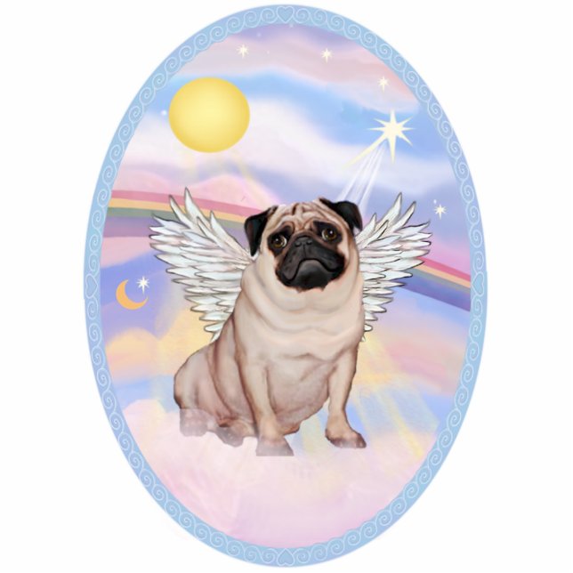 Mops Angel (#17 in den Himmelswolken Freistehende Fotoskulptur (Vorne)