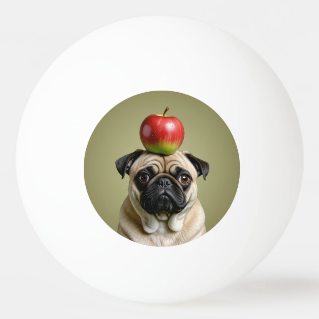 Mops Apple Tischtennisball (Vorderseite)