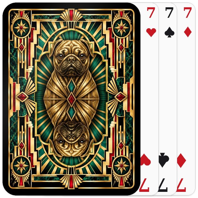 Mops, Art Deco Hund Spielkarten (Von Creator hochgeladen)
