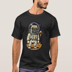 Mops Astronaut Hund Weltraum Kunst, Süße Alien-Abe T-Shirt