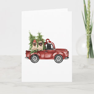 Mops auf Auto-Weihnachtsbaumschmuck Lustiger Weihn Karte
