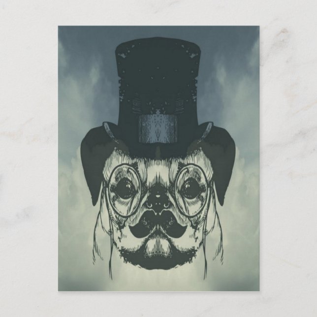 Mops auf einer Karte (Vorderseite)