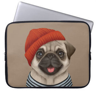 Mops aus rotem Hut Laptopschutzhülle