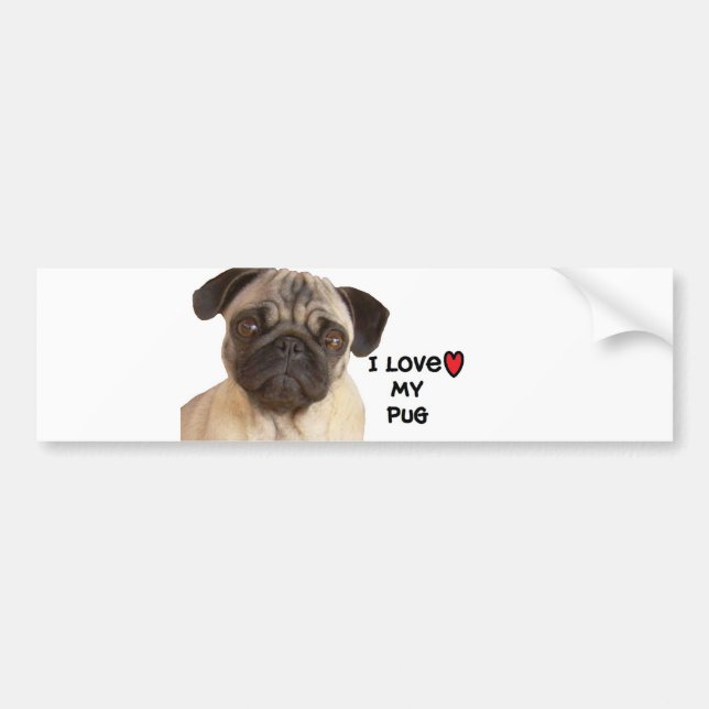Mops-Autoaufkleber" ich Liebe mein Mops " Autoaufkleber (Vorne)