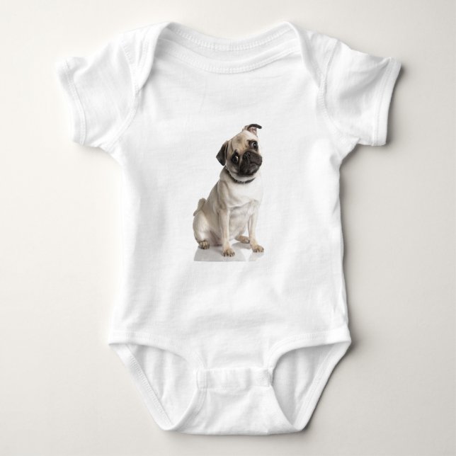 Mops Baby Strampler (Vorderseite)