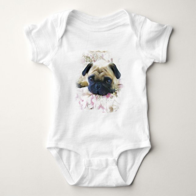 Mops Baby Strampler (Vorderseite)