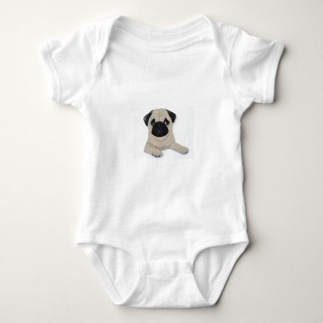Mops Baby Strampler (Vorderseite)