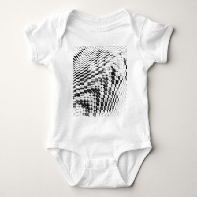 Mops Baby Strampler (Vorderseite)