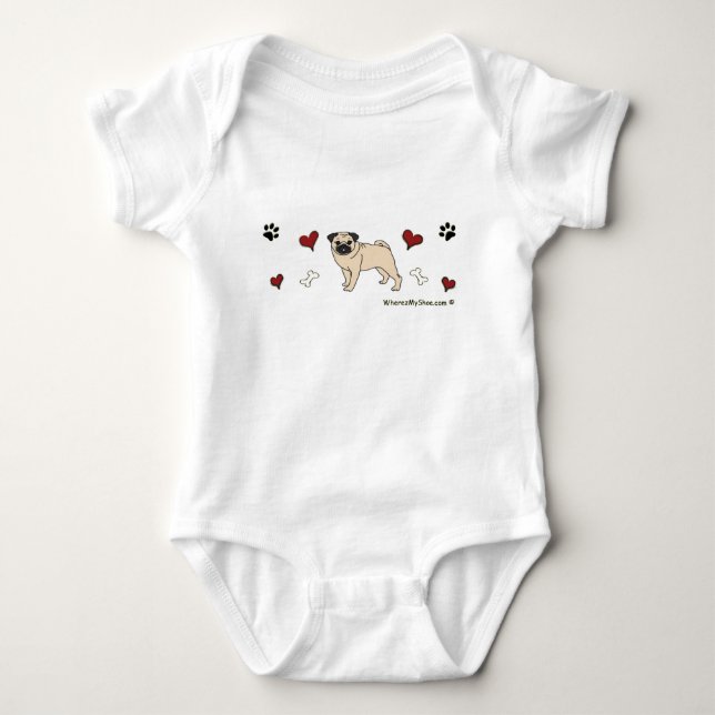Mops Baby Strampler (Vorderseite)