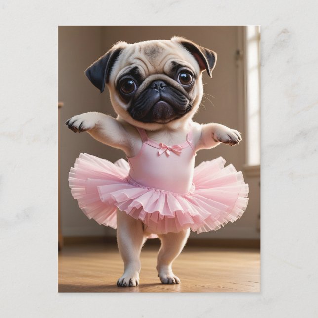 Mops Ballerina Postkarte (Vorderseite)
