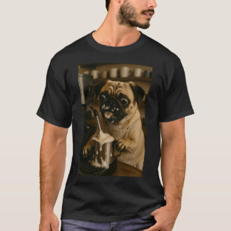 Mops-Barista, Süße Hundekunst, Kaffeeliebhaber, He T-Shirt