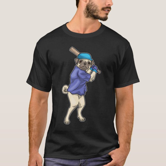 Mops Baseball Baseball T-Shirt (Vorderseite)