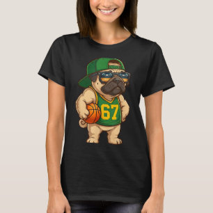 Mops-Basketball-Hund 67 Gen Alpha Slang Srts Männe T-Shirt