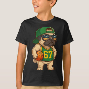 Mops Basketball Hund 67 Gen Alpha Slang Srts Männe T-Shirt