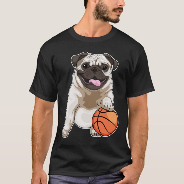 Mops Basketball-Spieler Basketball T-Shirt (Vorderseite)