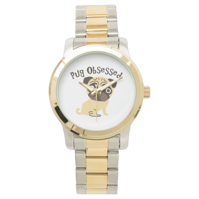 Mops besessene Geschenke und T-Shirts Armbanduhr (Vorderseite)