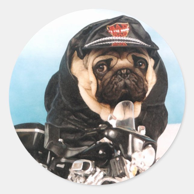Mops Biker Stickers (Vorderseite)
