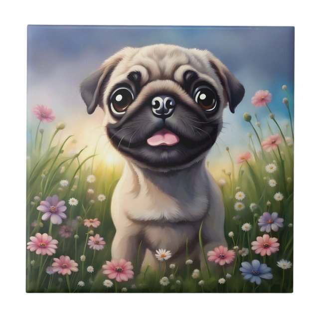 Mops-Blume Fliese (Vorderseite)